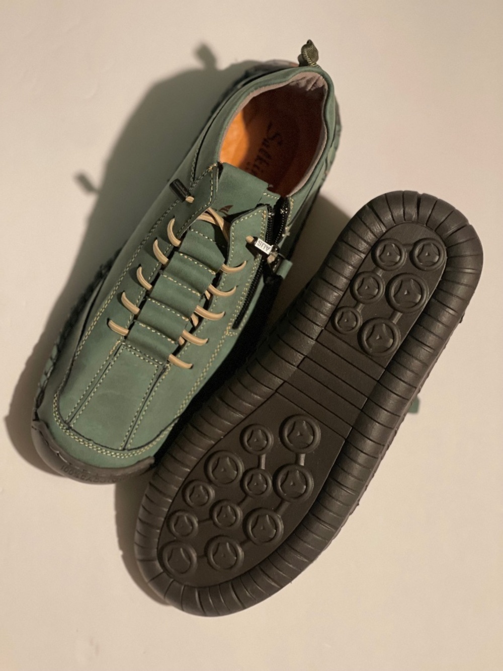 Salkin Men's Premium Green Leather Barefoot Comfort Shoes